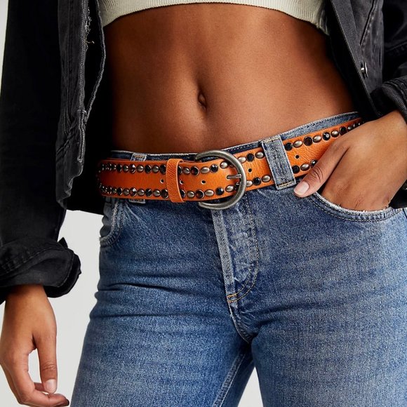 Free People Rockaway Stud Leather Belt